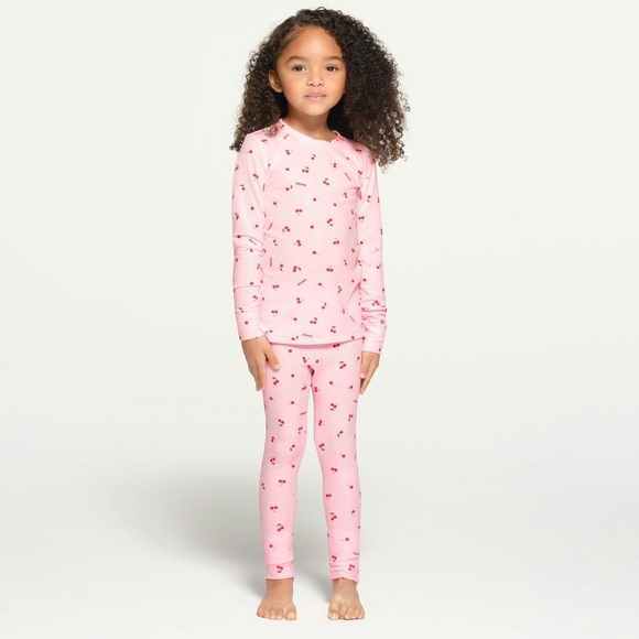 SKIMS Little Girl Soft Lounge Pink Cherry Sleep Ribbed Pants/Tights |NEW/NWOT🩷 - Picture 1 of 7